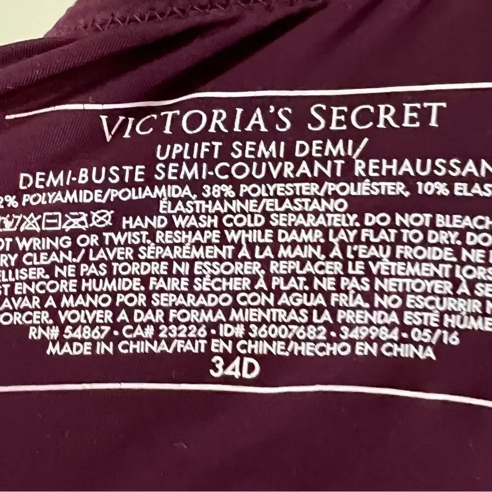 Victoria’s Secret Uplift Semi Demi Bra Size 34D